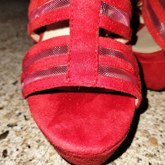 BeBe Open Toe 7" in Cherry Red Stiletto heels - Picture 7 of 7